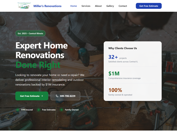 Miller's Renovations LLC website created by West Growth Consulting